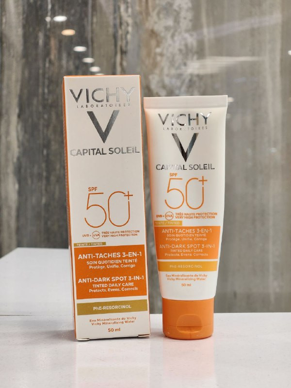 کرم ضد آفتاب ضد لک ویشی مدل 3 در 1 رنگی SPF 50